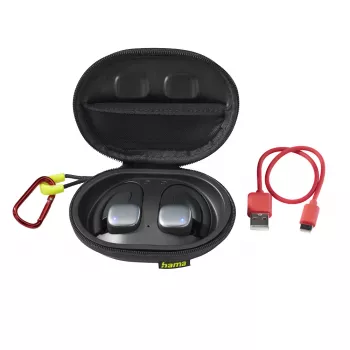 Hama Spirit Athletics True Wireless Stereo austiņas ar āķi sportam, melnas