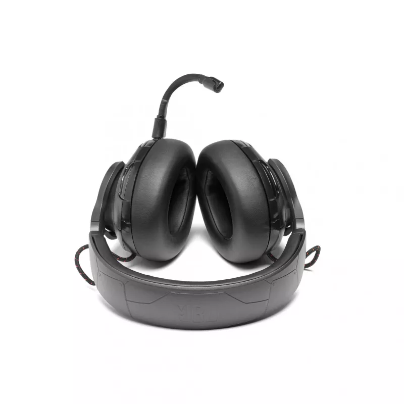 JBL Quantum One vadu spēļu austiņas, kas apņem ausis, aktīva trokšņu slāpēšana, USB-C, 3,5 mm, 20 - 20000 Hz, melnas