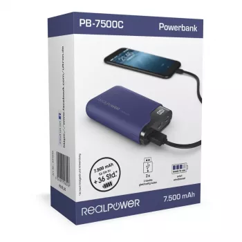 Pārnēsājams akumulators RealPower PB-7500C 7500 mAh