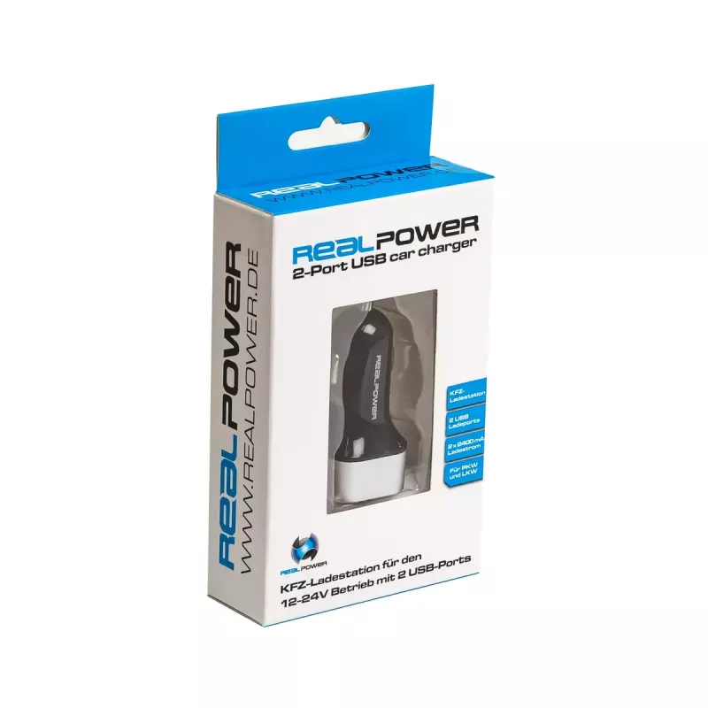 Auto lādētājs mobilajām ierīcēm RealPower 176635 Universāls Melns Sudrabs