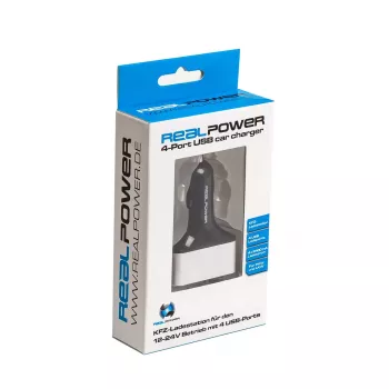 Automašīnas lādētājs RealPower 176636 — 4 USB porti