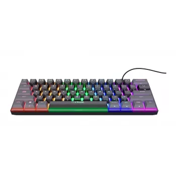 Trust GXT 867 Acira Gaming klaviatūra USB QWERTZ melna pelēka 60% mehāniska RGB
