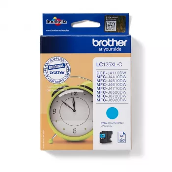 Brother LC-125XLC oriģinālā ciāna tintes kasetne (1 gab., augstas ietilpības)
