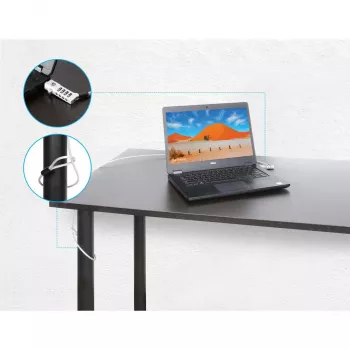 Manhattan Universāla klēpjdatora kombinācijas slēdzene Noble Wedge®, Nano un K-Slot slotiem, 3-in-1 pretzādzības klēpjdatora bloķētājs, pārslēdzama 4-ciparu kombinācija, 1,8 m, pretgriezuma tērauda trose, caurspīdīgs PVC apvalks, sudraba