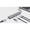 Manhattan USB-C dokstacija/hubs ar karšu lasītāju, porti (x5): HDMI, USB-A (x2) un USB-C (x2), ar Power Delivery (PD) 100W - nepieciešams ārējais USB-C lādētājs (nav iekļauts). USB barošana (nav nepieciešams ārējais barošanas avots), kad PD netiek izmanto