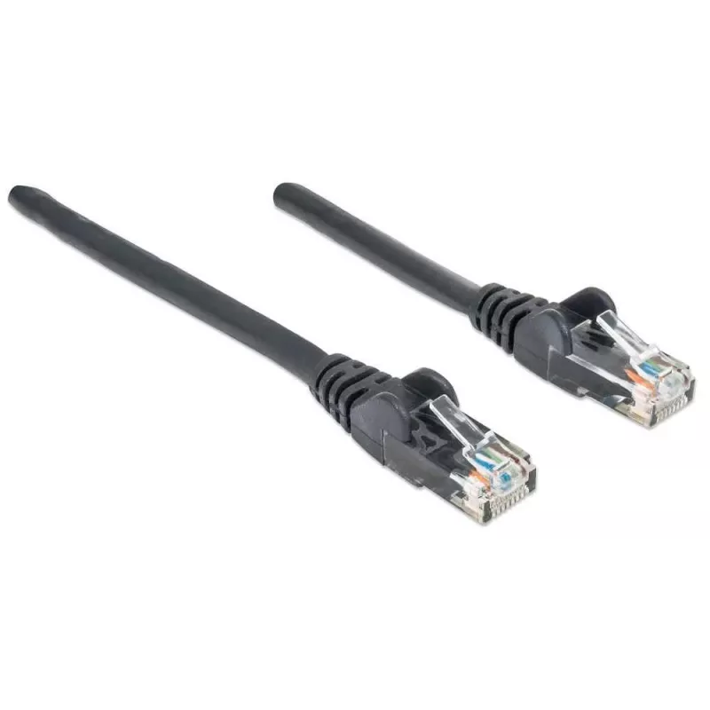 Intellinet tīkla savienojuma kabelis, Cat6, 0,5 m, melns, CCA, U/UTP, PVC, RJ45, apzeltīti kontakti, bezāķa, ar aizsargvāciņu, mūža garantija