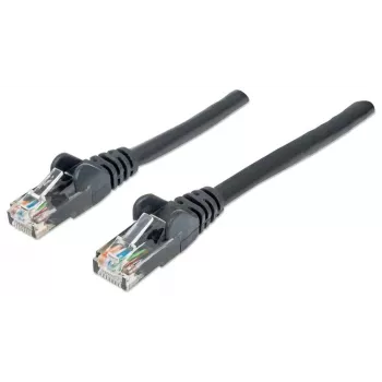 Intellinet tīkla vads, Cat6, 1m, Melns, CCA, U/UTP, PVC, RJ45, zeltīti kontakti, bezķēdes, ar aizsargvāciņu, mūža garantija