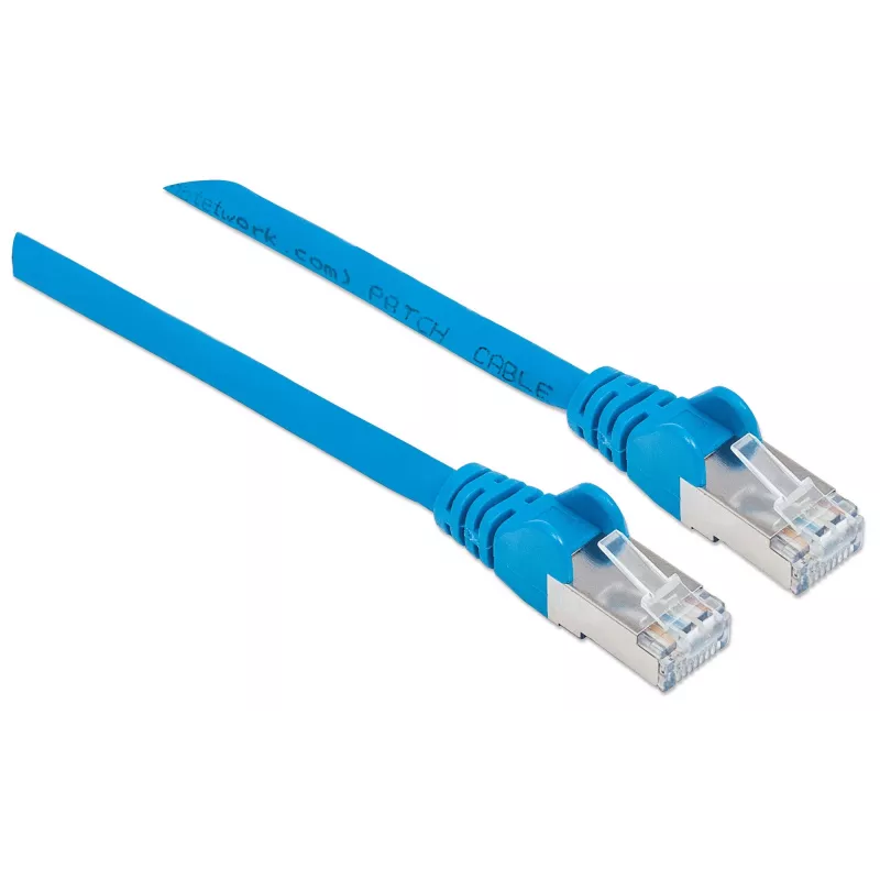 Intellinet tīkla vads, Cat6A, 2m, Zils, Varš, S/FTP, LSOH / LSZH, PVC, RJ45, Apzeltīti kontakti, Aizsargvāciņš, Ar apaviem, Mūža garantija