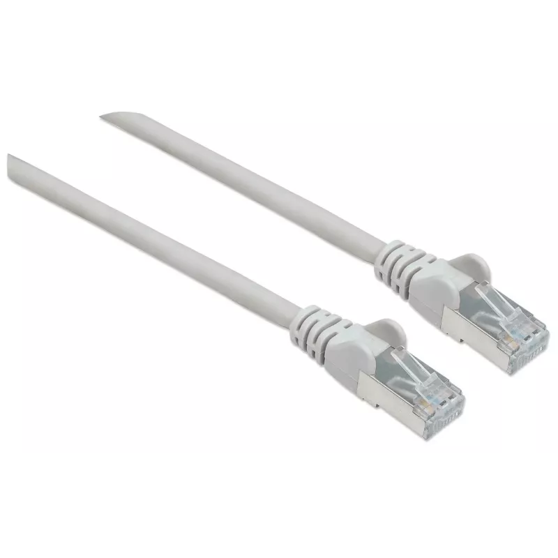 Intellinet tīkla vads Cat7/Cat6A spraudņi, 0.25m, pelēks, varš, S/FTP, LSOH/LSZH, RJ45, zeltīti kontakti, bezķēdes, ar aizsargvāciņu, mūža garantija