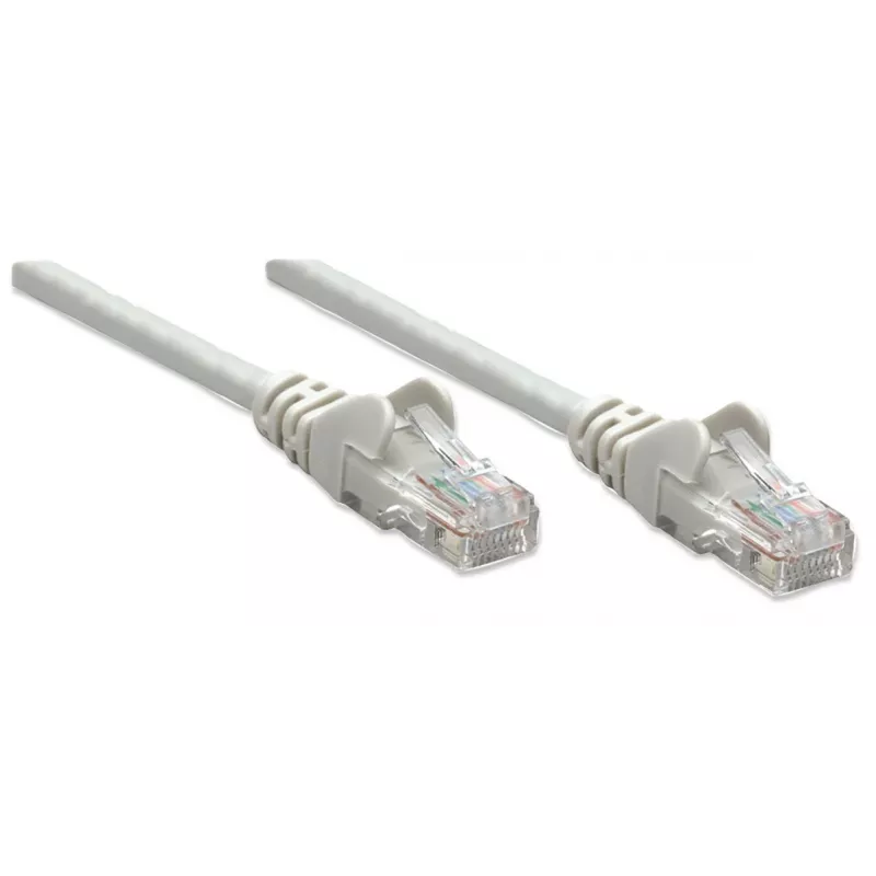 Intellinet tīkla vads Cat5e 0,5m pelēks CCA U/UTP PVC RJ45 zeltīti kontakti bezķērājs aizsargvāciņš mūža garantija