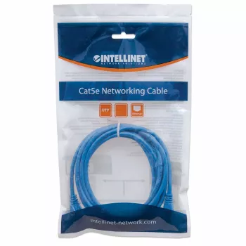 Intellinet tīkla vads, Cat6, 1m, Zils, CCA, U/UTP, PVC, RJ45, Zeltīti kontakti, Aizsargāts, Ar boot, Mūža garantija