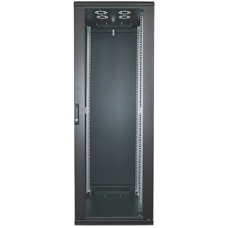 Intellinet 19 inch tīkla skapis - brīvi stāvošs, 42U, 800x800 mm (platums x dziļums), melns, plakanpakas, maks. 1500 kg, daudzpunktu durvju slēdzene, viena slēdzene uz sānu paneli, lietderīgais dziļums 123 līdz 573 mm, IP20, tērauds