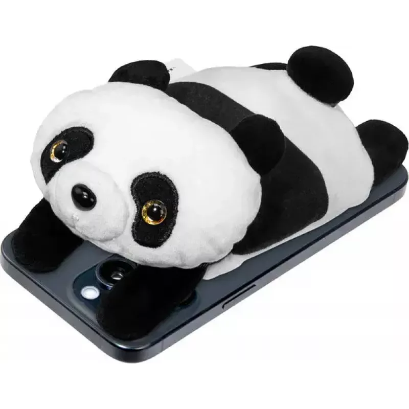 Maciņš LAUT MAGMOJI — Panda dizains, saderīgs ar MagSafe, ABS/plīša/audums/metāls/neilons, melns & balts