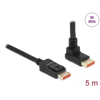 DeLOCK 87057 DisplayPort kabelis 8K 60Hz 5m vīrietis-vīrietis 90° leņķis