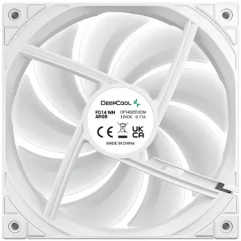 Dzesēšanas ventilators DeepCool FD14 ARGB White 140mm 3in1 — 140 mm, ARGB, balts, 3 komplektā