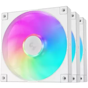 Dzesēšanas ventilators DeepCool FD14 ARGB White 140mm 3in1 — 140 mm, ARGB, balts, 3 komplektā