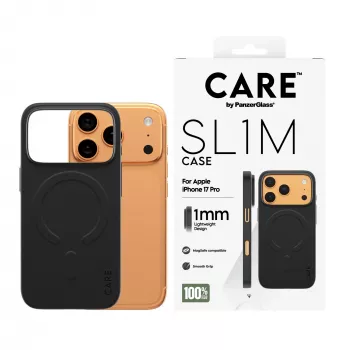 Aizsargmaciņa PanzerGlass CARE™ SL1M ar MagSafe iPhone 17 Pro — Melna