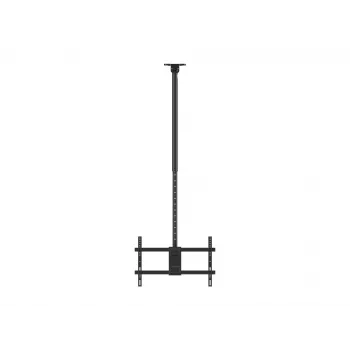 Griestu stiprinājums diviem ekrāniem mugurpēc muguras 43–86 collu EQUIP, slīpums -20–5°, pagrieziens ±180°, VESA 200×200–600×400, max slodze 100 kg, melns