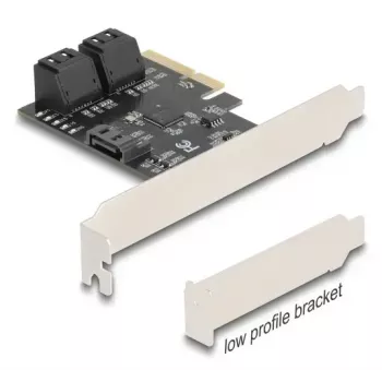 Iekšējais SATA adapteris DELOCK 90890 — PCIe uz 5× SATA (JMicron JMB585), low profile, melns