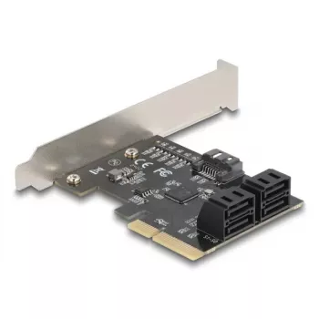 Iekšējais SATA adapteris DELOCK 90890 — PCIe uz 5× SATA (JMicron JMB585), low profile, melns