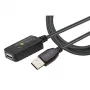 Techly IUSB-REP220TY3 USB pagarinātājkabelis USB 2.0 20 m USB A Melns