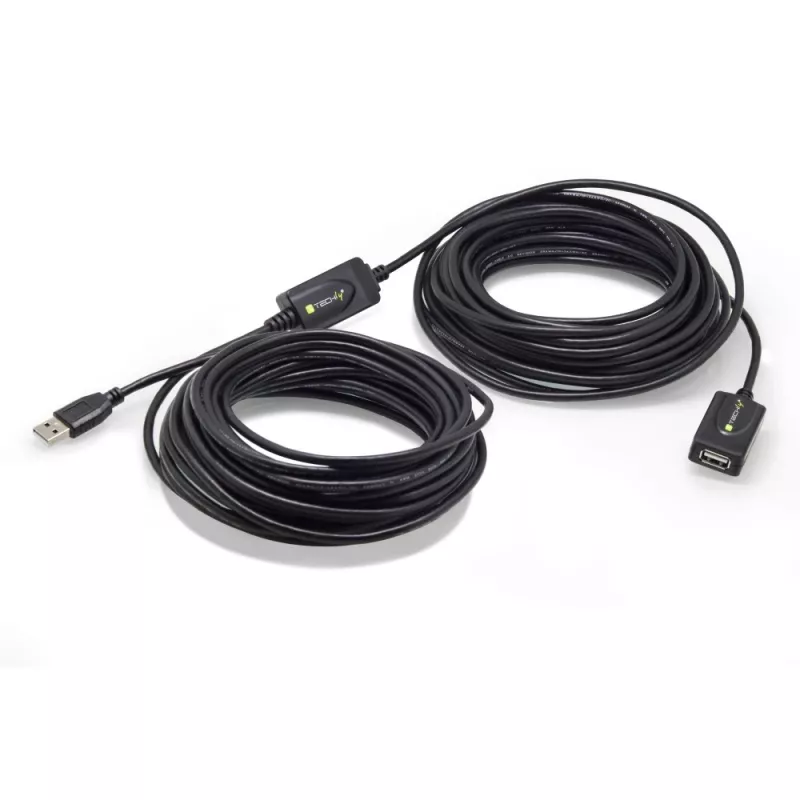 Techly IUSB-REP220TY3 USB pagarinātājkabelis USB 2.0 20 m USB A Melns