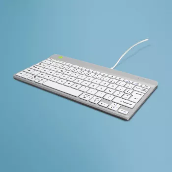 R-Go Tools Ergonomiskā tastatūra R-Go Compact Break, kompakta tastatūra ar pārtraukumu programmatūru, AZERTY (FR), vadu, balta