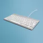 R-Go Tools Ergonomiskā tastatūra R-Go Compact Break, kompakta tastatūra ar pārtraukumu programmatūru, AZERTY (FR), vadu, balta