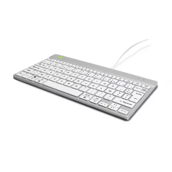 R-Go Tools Ergonomiskā tastatūra R-Go Compact Break, kompakta tastatūra ar pārtraukumu programmatūru, AZERTY (FR), vadu, balta
