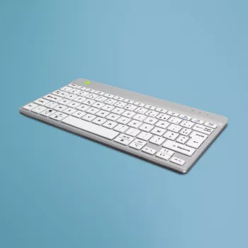 R-Go Tools ergonomiskā tastatūra R-Go Compact Break, kompakta tastatūra ar pārtraukuma programmatūru, AZERTY (FR), Bluetooth, balta