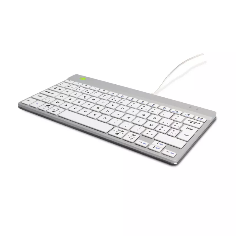 R-Go Tools ergonomiskā tastatūra R-Go Compact Break, kompakta tastatūra ar pārtraukumu programmatūru, AZERTY (BE), vadu, balta