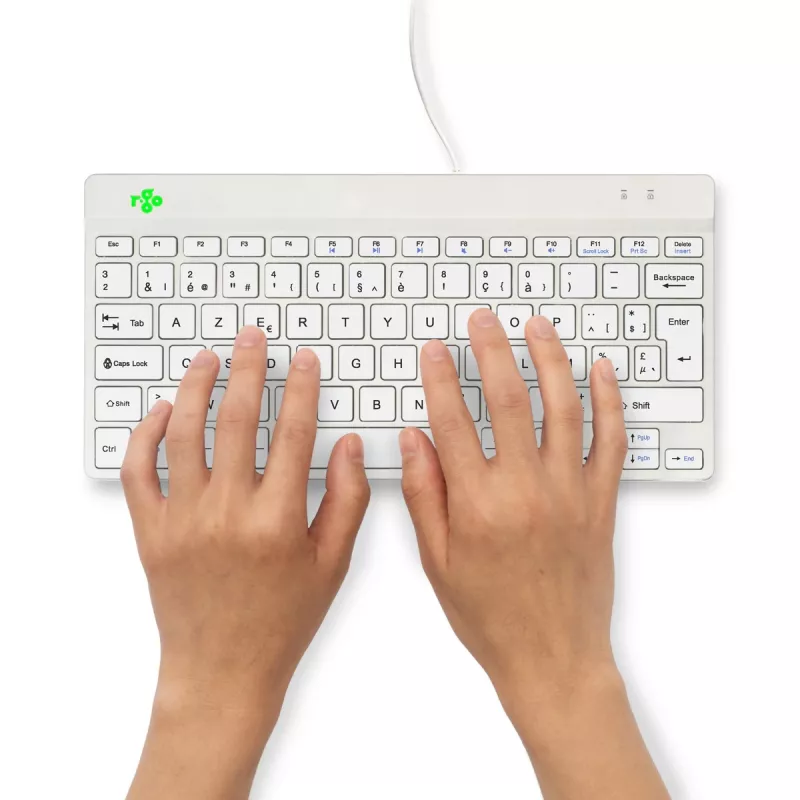 R-Go Tools ergonomiskā tastatūra R-Go Compact Break, kompakta tastatūra ar pārtraukumu programmatūru, AZERTY (BE), vadu, balta