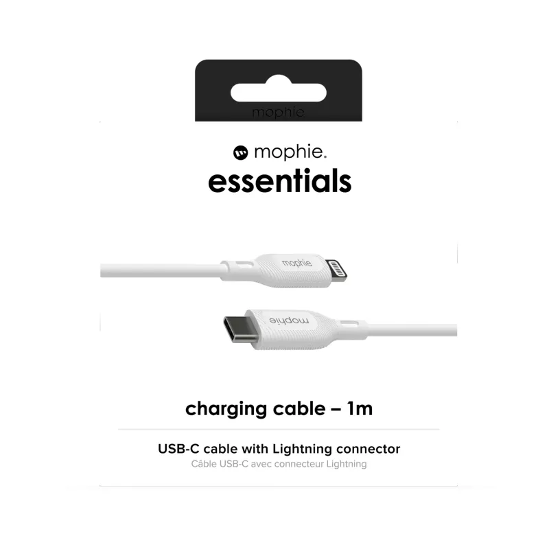 mophie essentials Lightning uz USB-C lādēšanas kabelis (1M) Balts