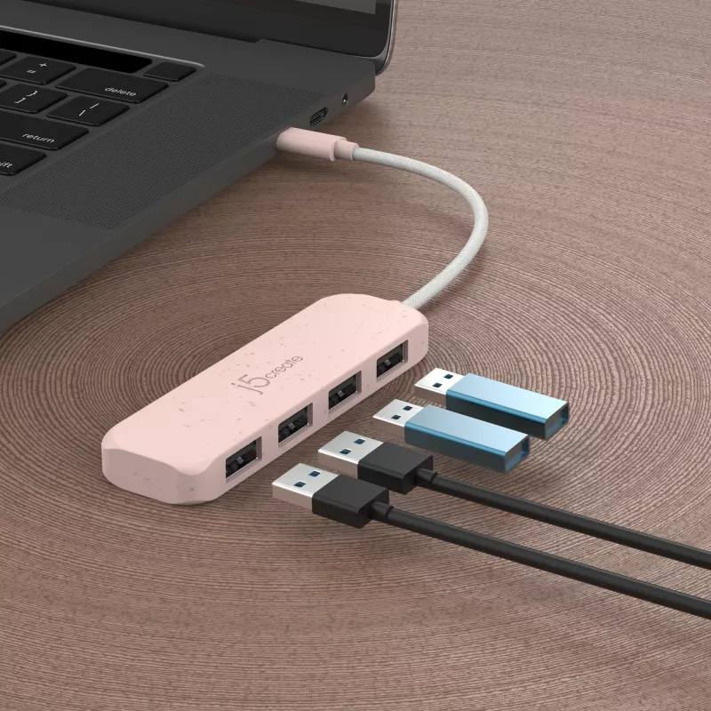 j5create JCH341ER-N videi saudzīgs USB-C sadalītājs ar 4 USB-A portiem Gen 2, 10 Gbps