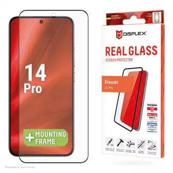 Displex Full Cover (10H) stikla aizsargs Xiaomi 14 Pro, rūdīts stikls, eko montāžas rāmis, melns/caurspīdīgs