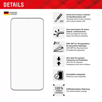 Displex Full Cover (10H) stikla aizsargs Xiaomi 14 Pro, rūdīts stikls, eko montāžas rāmis, melns/caurspīdīgs