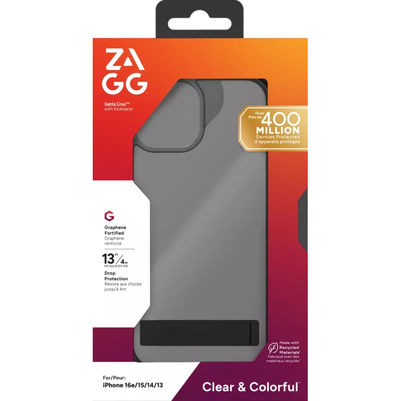 ZAGG Santa Cruz Kickstand Maciņš iPhone 17e/16e/15/14/13 Melns