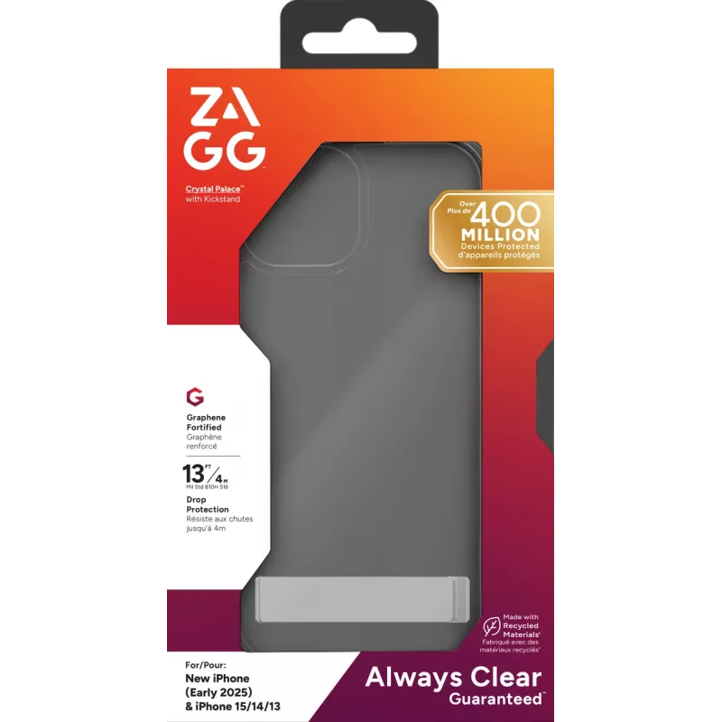 ZAGG Crystal Palace Kickstand Maciņš iPhone 16/15/14/13 Caurspīdīgs