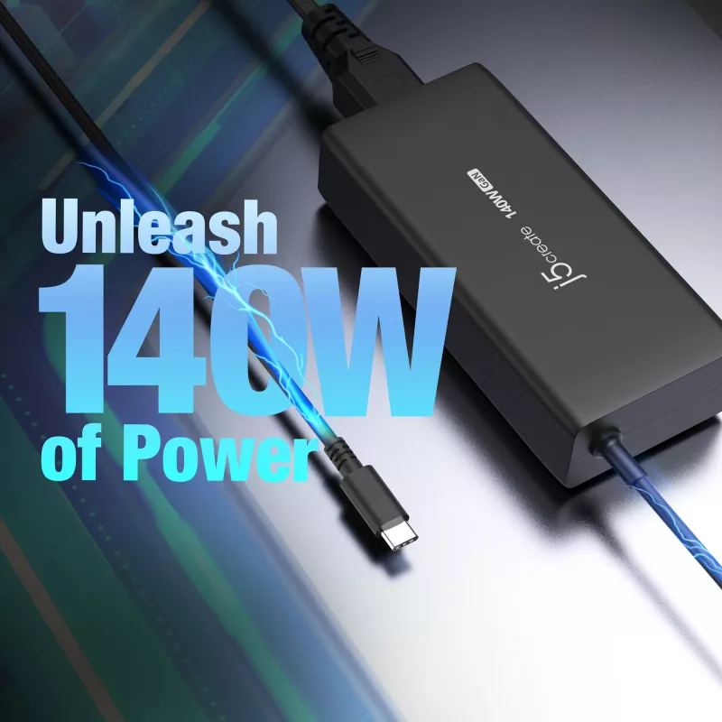 j5create JUP17140-EN 140 W GaN USB-C uzlādes ierīce, PD 3.1, EU