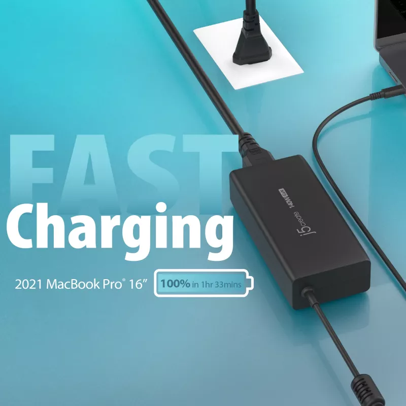 j5create JUP17140-EN 140 W GaN USB-C uzlādes ierīce, PD 3.1, EU