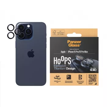 PanzerGlass Hoops Kameras Lēcu Aizsargs iPhone 15 Pro / 15 Pro Max Zils Titāns