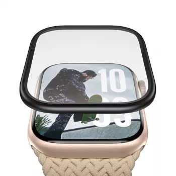 PanzerGlass Ekrāna aizsargs ar melnu metāla rāmi Apple Watch, PG56329
