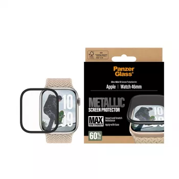 PanzerGlass Ekrāna aizsargs ar melnu metāla rāmi Apple Watch, PG56329