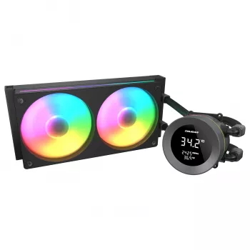 Viss vienā CPU šķidruma dzesētājs Cougar Poseidon Vistek 240, ARGB, 240mm radiators, 120mm ventilatori, 700–2500 RPM, melns