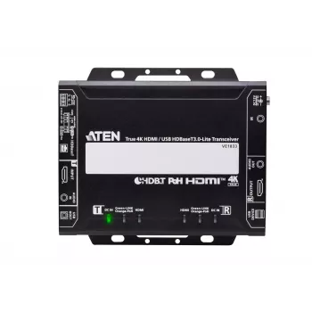 ATEN VE1833 True 4K HDMI/USB HDBaseT 3.0-Lite raidītājs un uztvērējs – 4096×2160 @ līdz 40 m, USB Type-A/Type-B, DC barošana