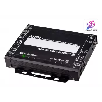 ATEN VE1833 True 4K HDMI/USB HDBaseT 3.0-Lite raidītājs un uztvērējs – 4096×2160 @ līdz 40 m, USB Type-A/Type-B, DC barošana