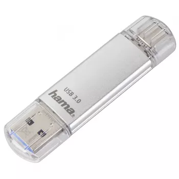 Hama C-Laeta USB zibatmiņa 256 GB USB Type-A / USB Type-C 3.2 Gen 1 (3.1 Gen 1) Sudraba
