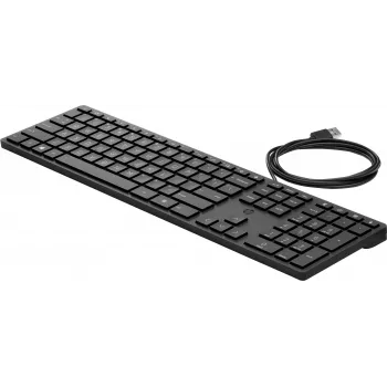 HP Wired Desktop 320K — pilna izmēra USB tastatūra, membrānas, melna