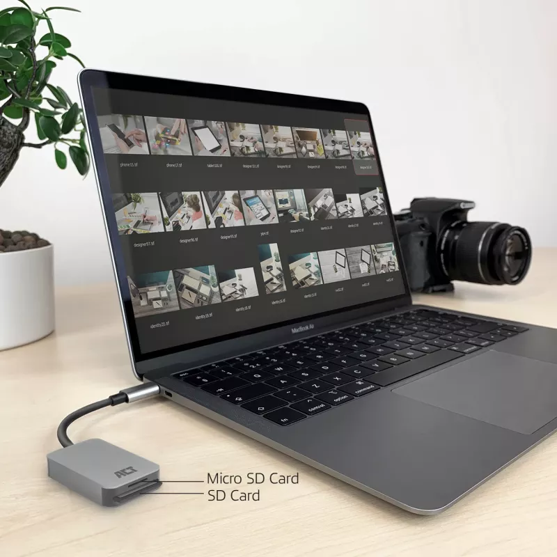 Karšu lasītājs ACT AC7056 USB 3.2 Gen 1 Type-C Pelēks Alumīnijs MicroSD SD