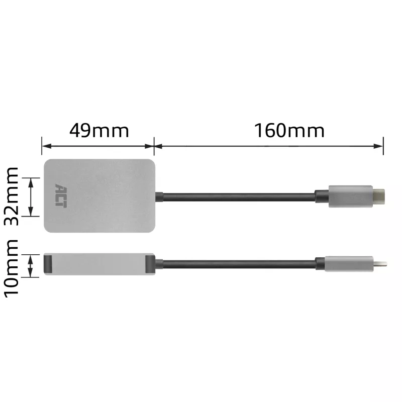 Karšu lasītājs ACT AC7056 USB 3.2 Gen 1 Type-C Pelēks Alumīnijs MicroSD SD